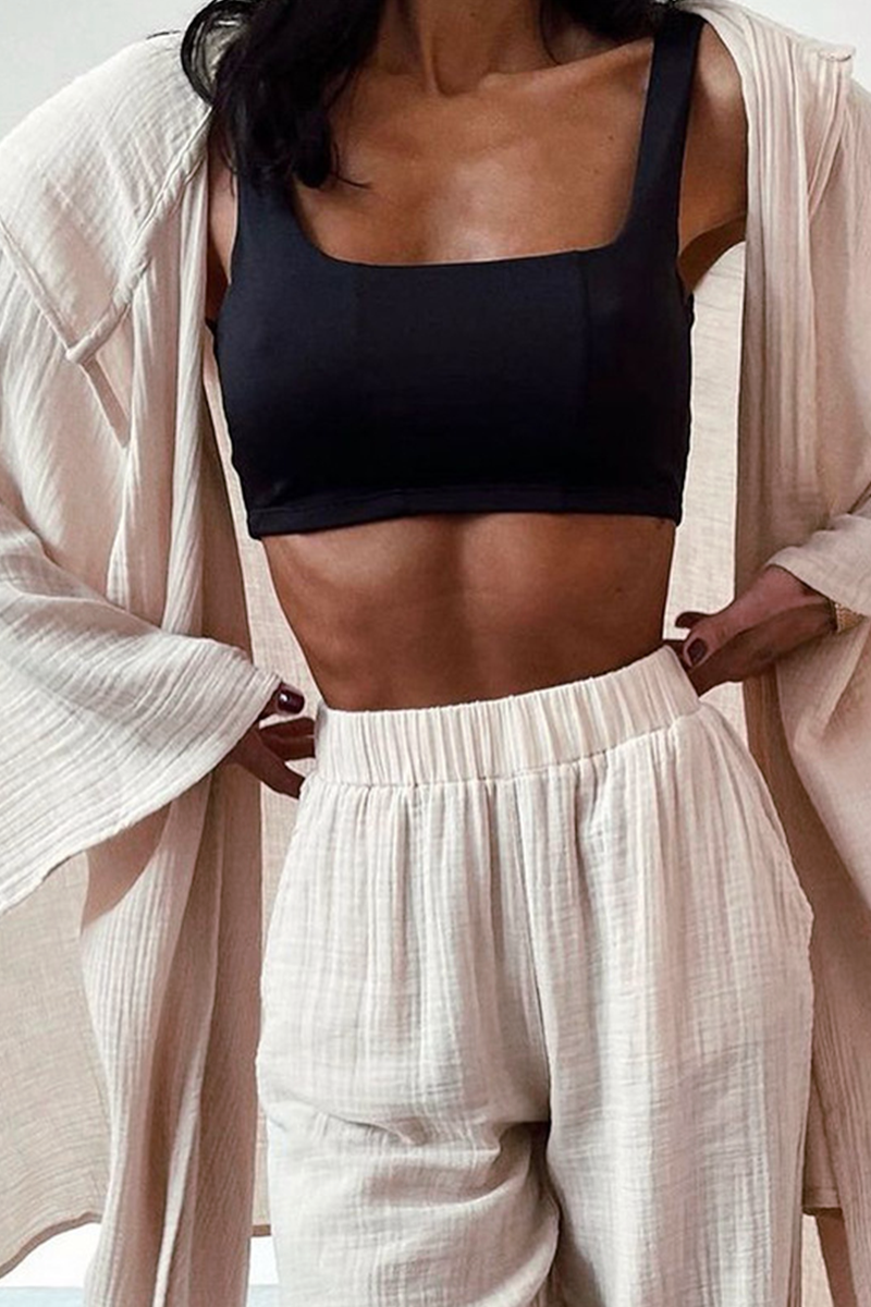 Patchwork Turndown Collar Long Sleeve Two Pieces