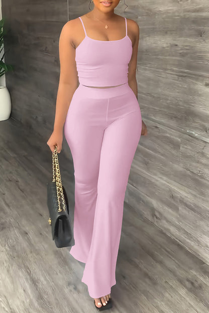 Simplicity Backless U Neck Sleeveless Two Pieces