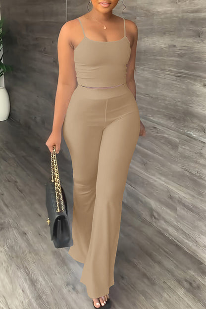 Simplicity Backless U Neck Sleeveless Two Pieces