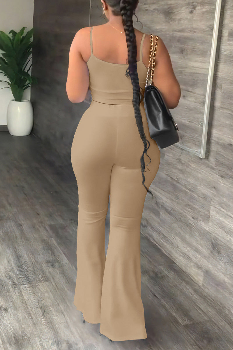 Simplicity Backless U Neck Sleeveless Two Pieces