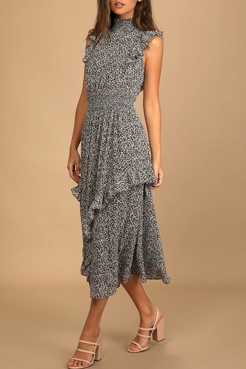 College Patchwork Turtleneck Waist Skirt Dresses