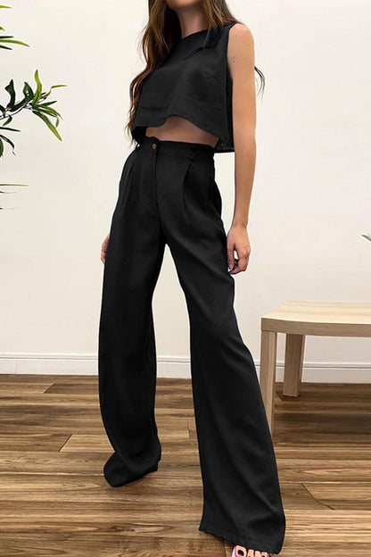 Patchwork O Neck Sleeveless Two Pieces