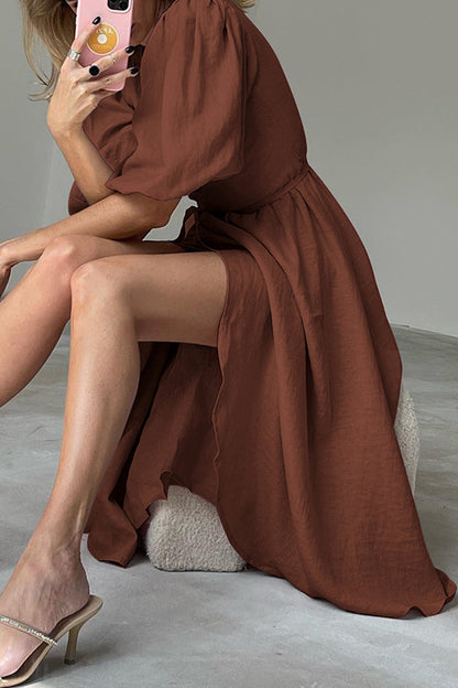 Simplicity Frenulum V Neck Waist Skirt Dresses