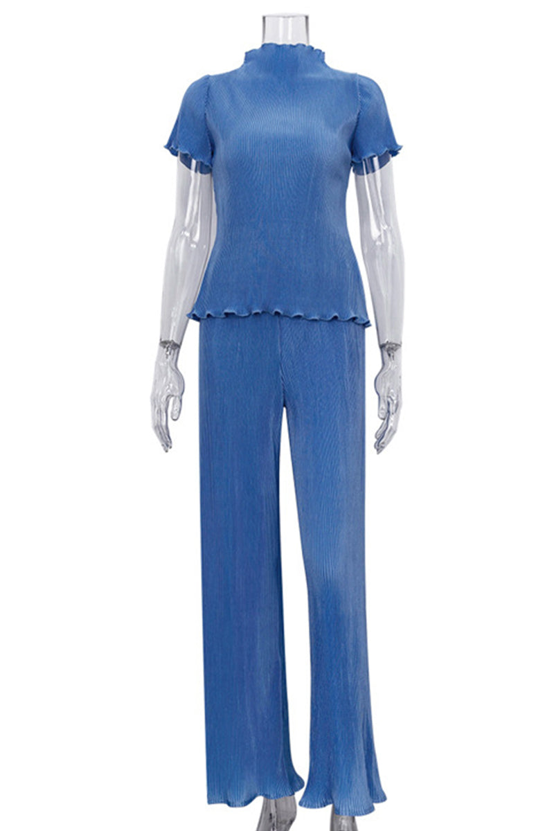 Fold Half a Turtleneck Short Sleeve Two Pieces