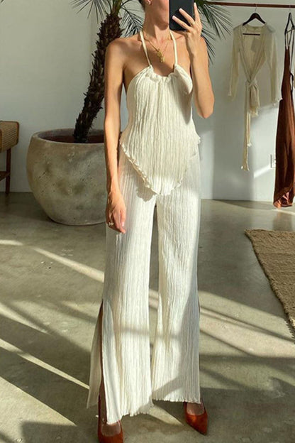 Frenulum Backless Halter Sleeveless Two Pieces