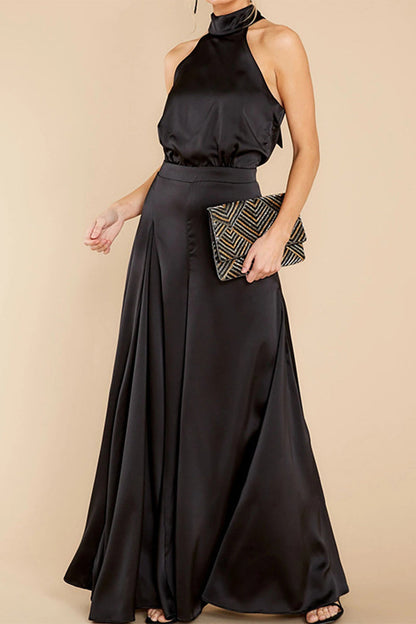 Patchwork Halter Loose Jumpsuits