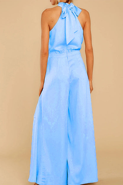 Patchwork Halter Loose Jumpsuits(5 Colors)