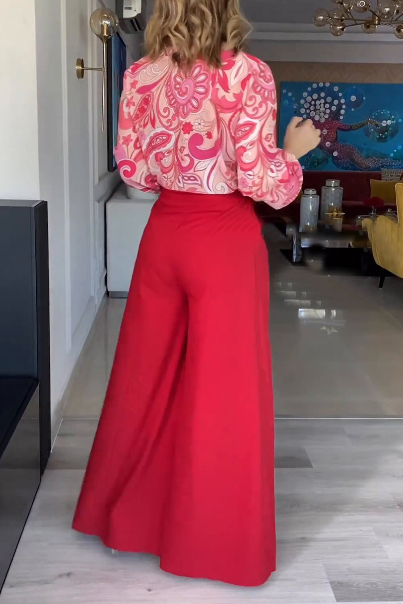 Bandage Turndown Collar Long Sleeve Two Pieces