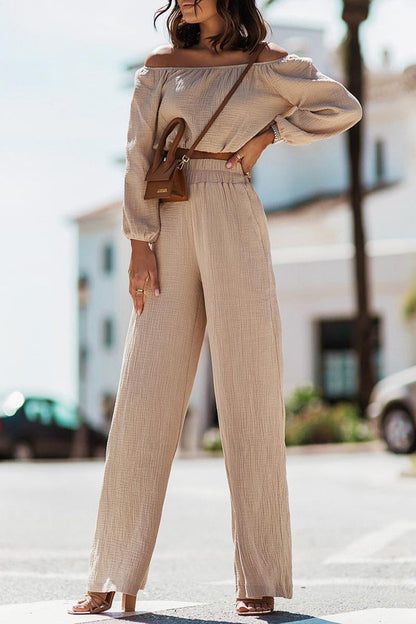 Simplicity Fold Off the Shoulder Long Sleeve Two Pieces