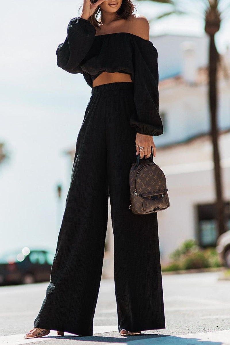 Simplicity Fold Off the Shoulder Long Sleeve Two Pieces