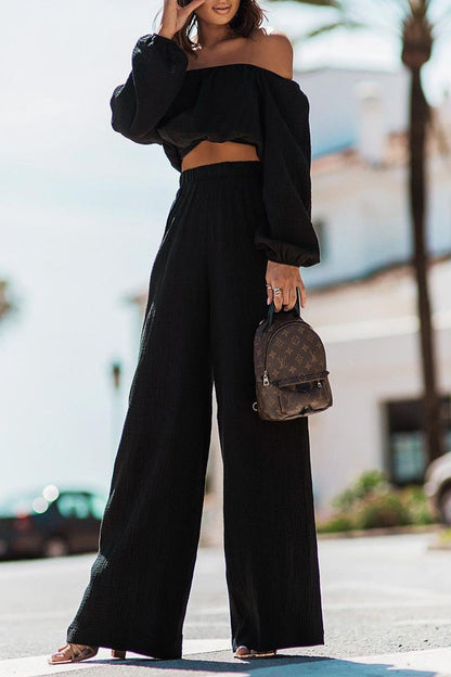 Simplicity Fold Off the Shoulder Long Sleeve Two Pieces