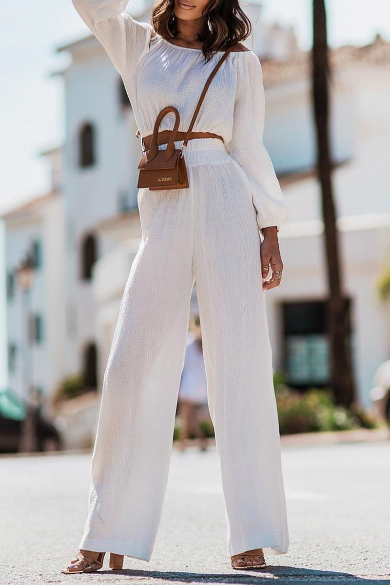 Simplicity Fold Off the Shoulder Long Sleeve Two Pieces