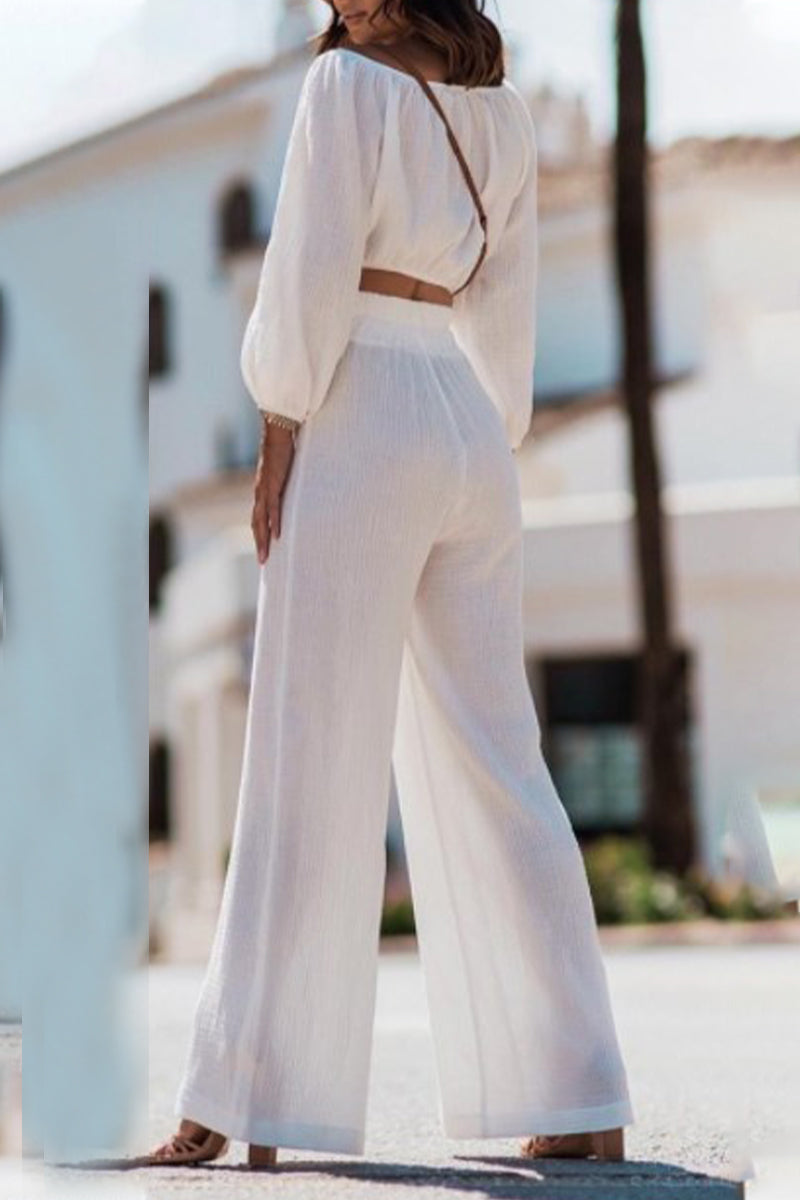 Simplicity Fold Off the Shoulder Long Sleeve Two Pieces