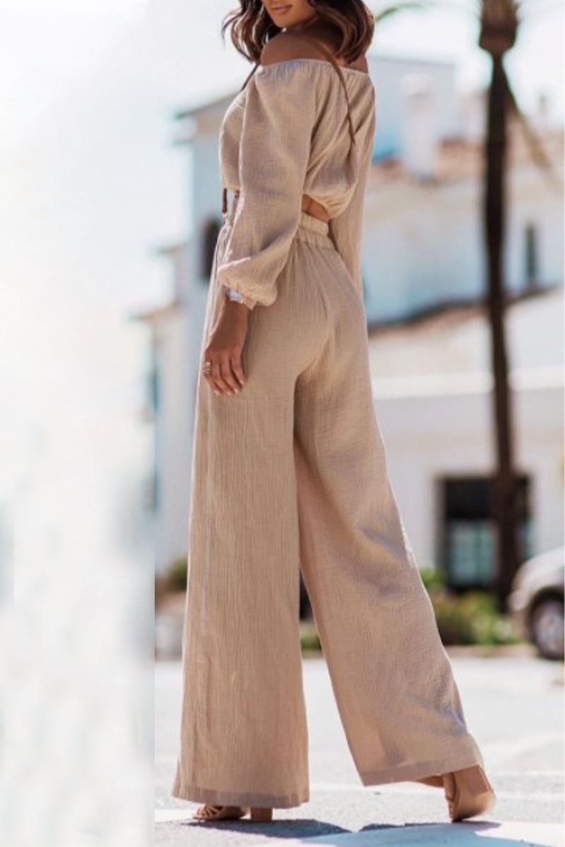 Simplicity Fold Off the Shoulder Long Sleeve Two Pieces