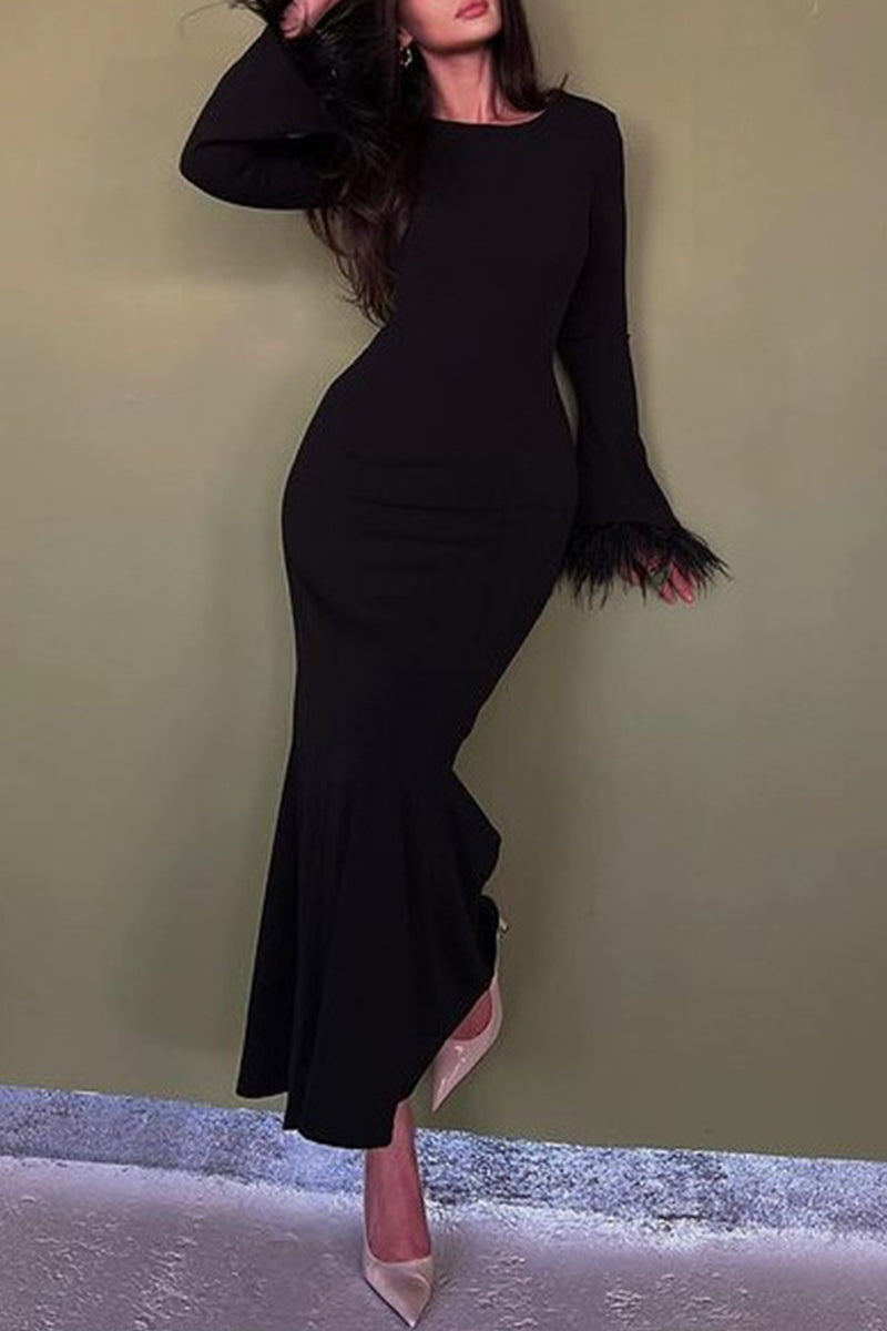 Celebrities Feathers Wrapped Skirt Dresses