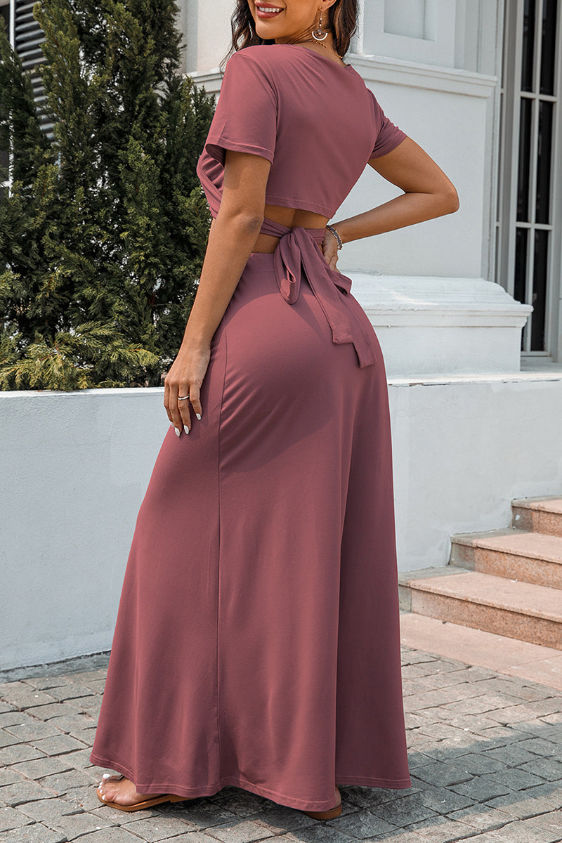 Slit V Neck Sleeveless Two Pieces