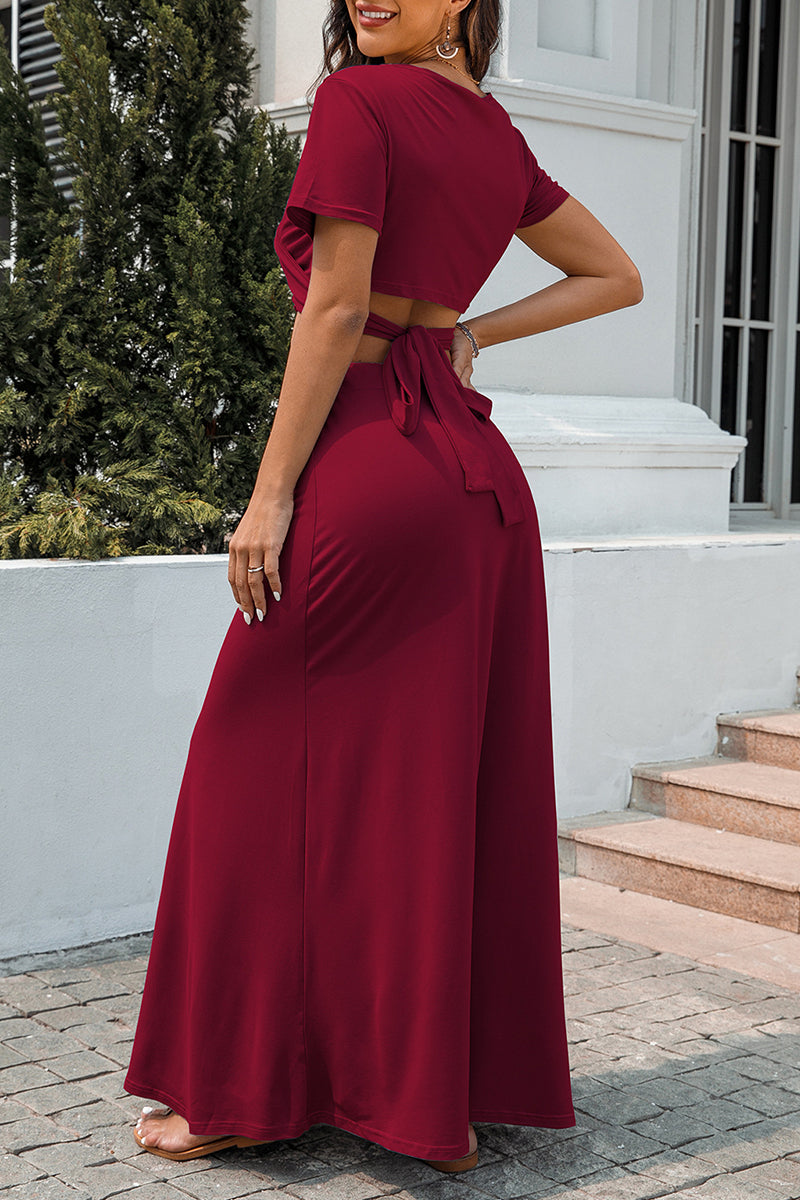 Slit V Neck Sleeveless Two Pieces