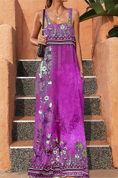 Print Pocket Loose Jumpsuits