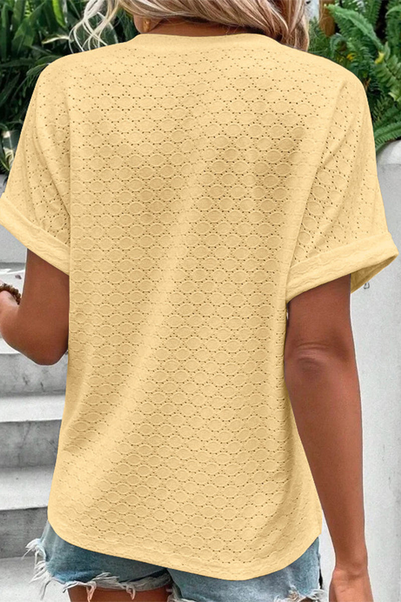 Buttons V Neck T-shirts(10 Colors)