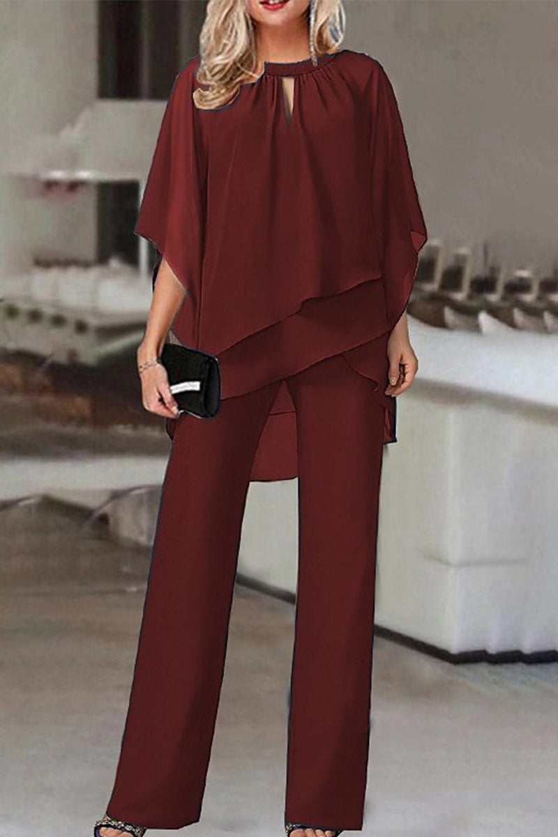 Simplicity Patchwork Asymmetrical O Neck Half Sleeve Two Pieces