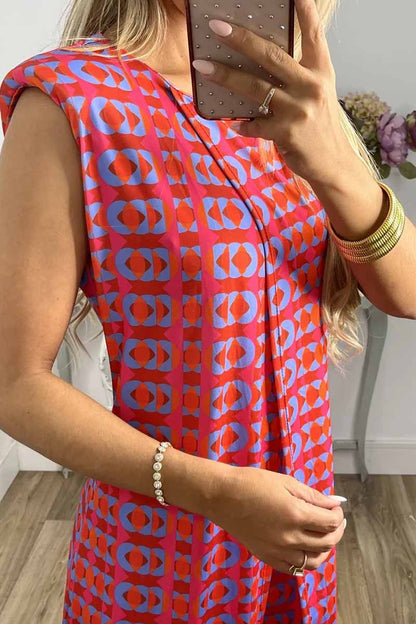 Print Slit O Neck Sleeveless Two Pieces