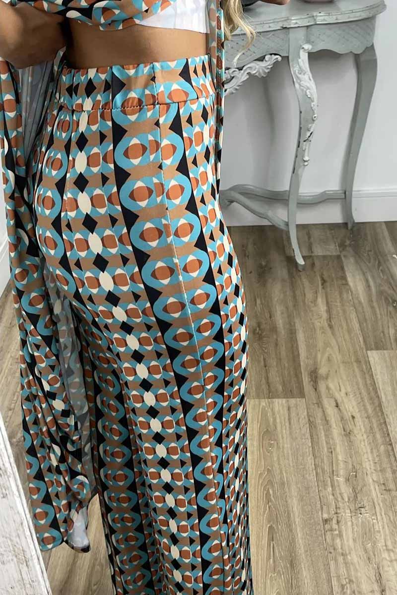Print Slit O Neck Sleeveless Two Pieces