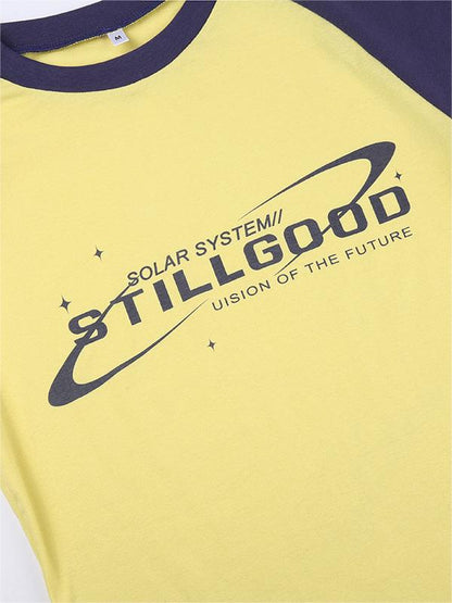 Raglan Short Sleeve T-shirt With Slogan
