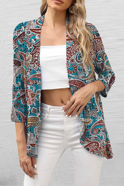 Print Patchwork Cardigan Collar Tops