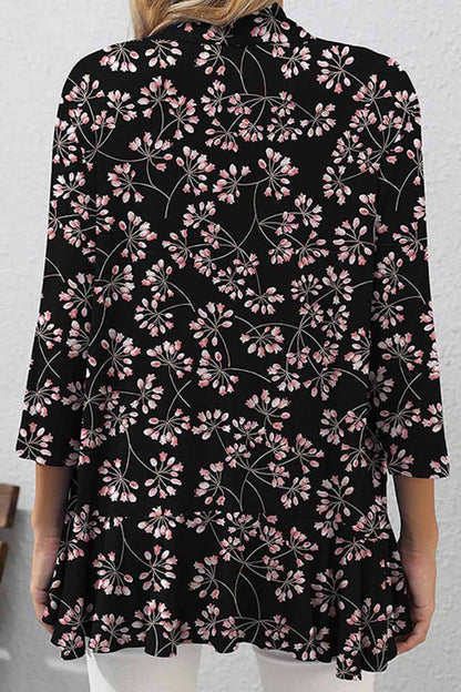 Print Patchwork Cardigan Collar Tops