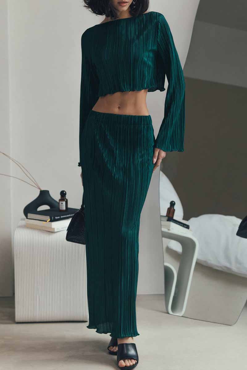 Stringy Selvedge O Neck Long Sleeve Two Pieces