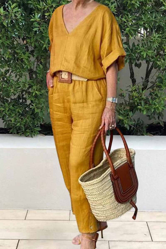 V Neck Short Sleeve Two Pieces