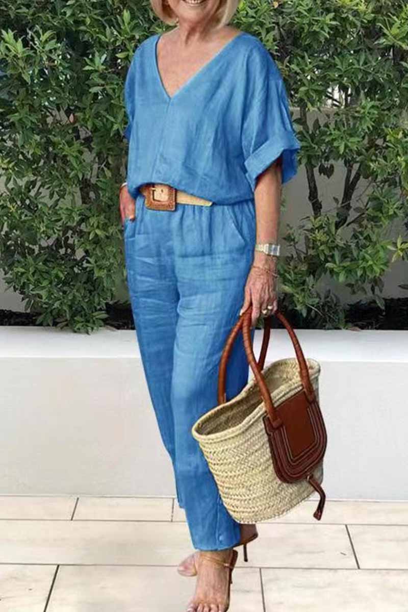 V Neck Short Sleeve Two Pieces