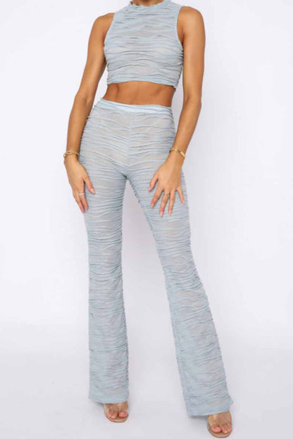Street Fold O Neck Sleeveless Two Pieces