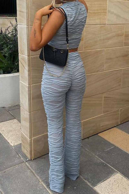 Street Fold O Neck Sleeveless Two Pieces