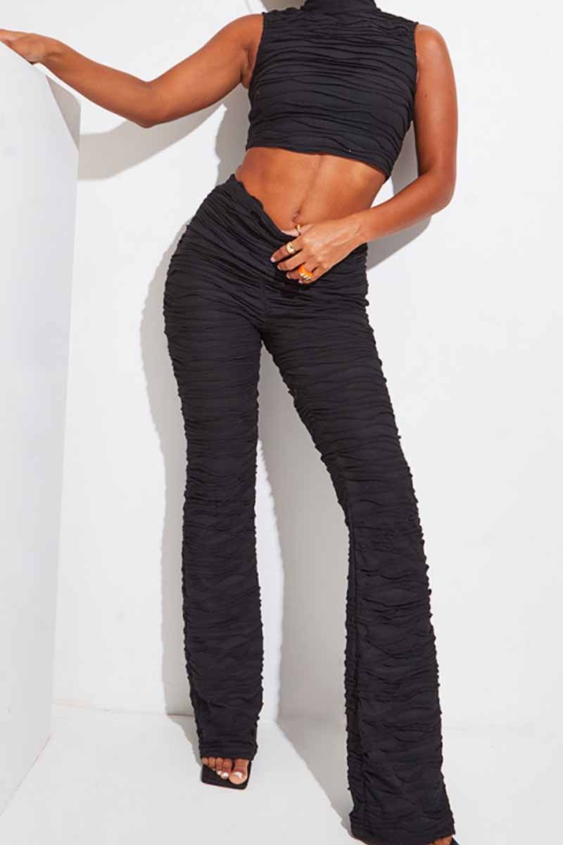 Street Fold O Neck Sleeveless Two Pieces