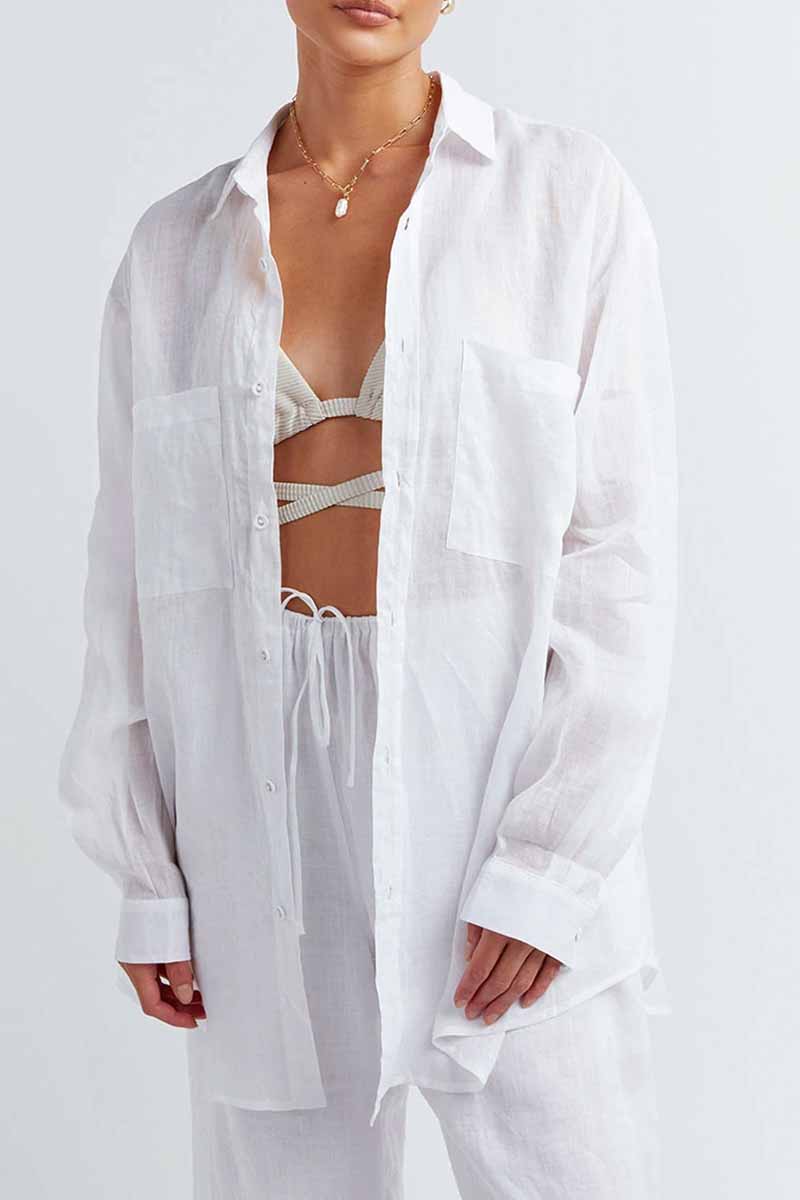 Turndown Collar Long Sleeve Two Pieces