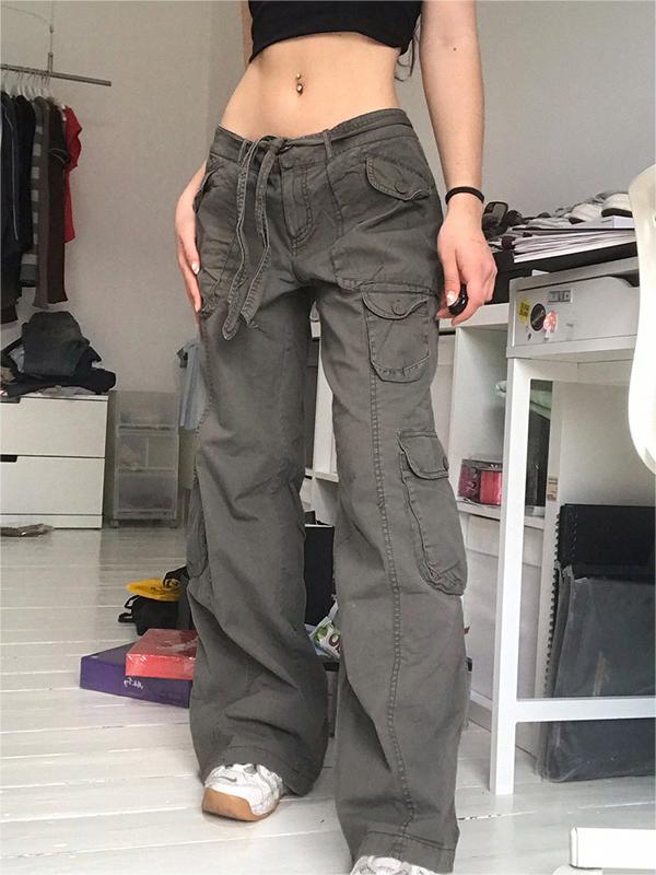 Grey 90s Cargo Pants With Cargo Pockets
