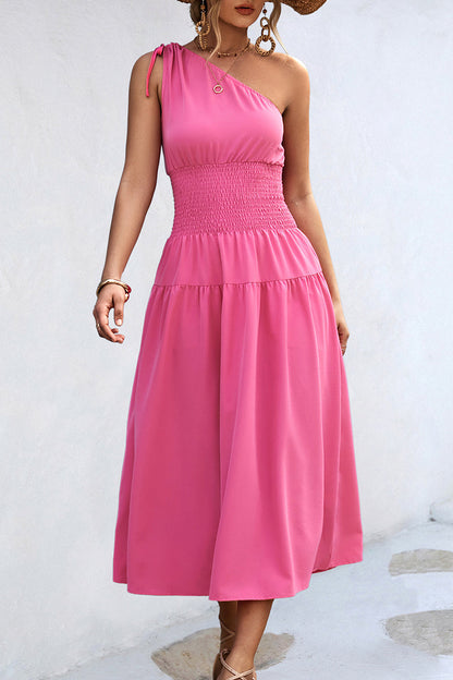 Simplicity Frenulum Oblique Collar Waist Skirt Dresses