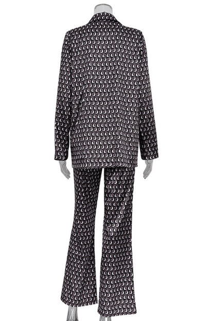 Street Animal Print Patchwork Turndown Collar Long Sleeve Two Pieces