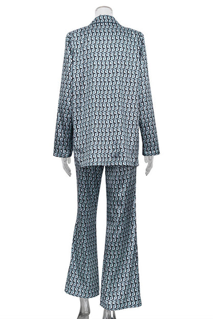 Street Animal Print Patchwork Turndown Collar Long Sleeve Two Pieces