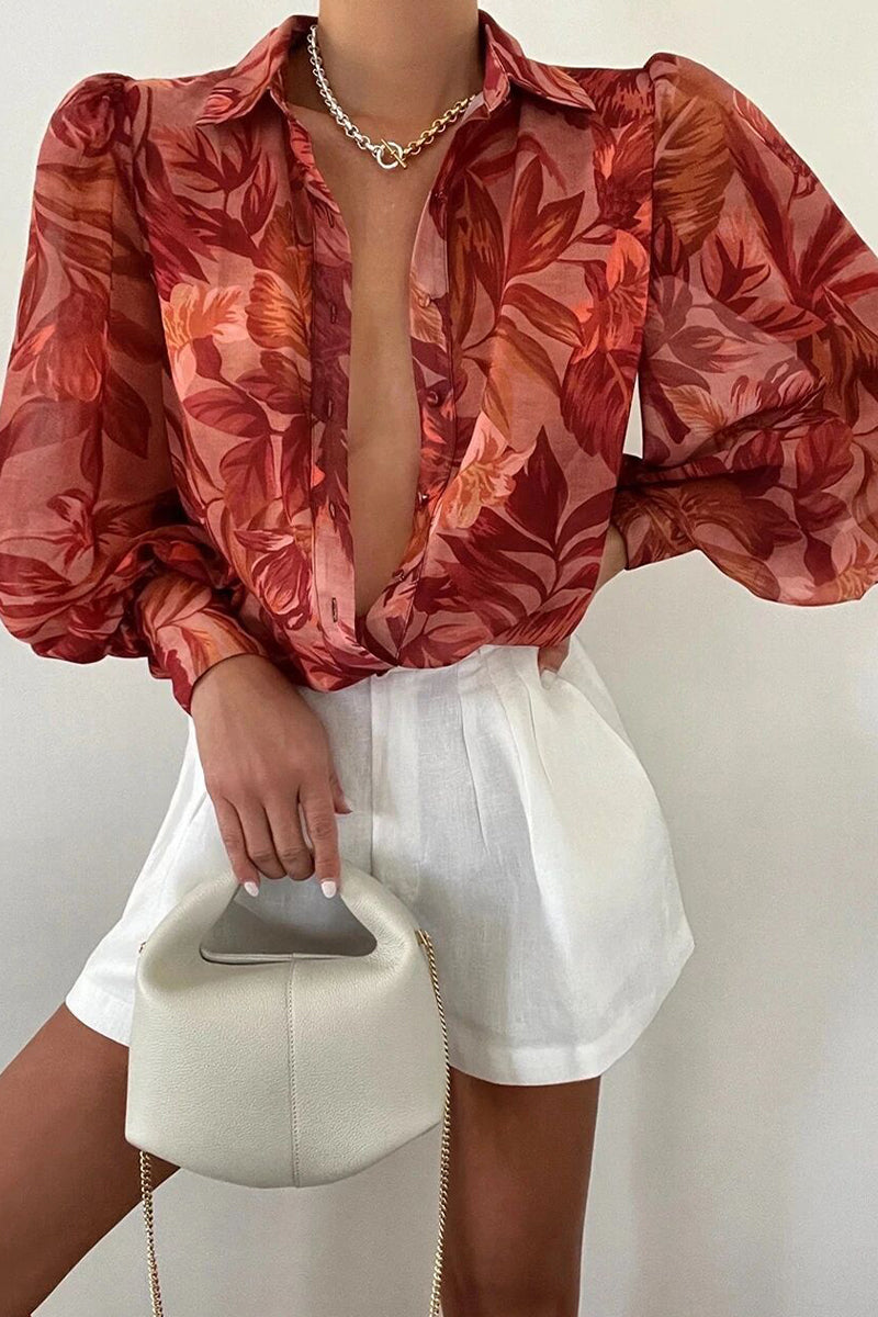 Patchwork Turndown Collar Blouses(15 Colors)