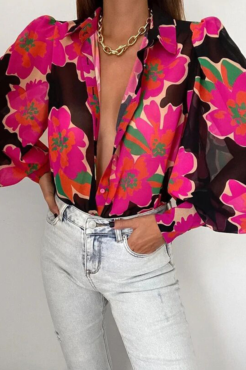 Patchwork Turndown Collar Blouses(15 Colors)