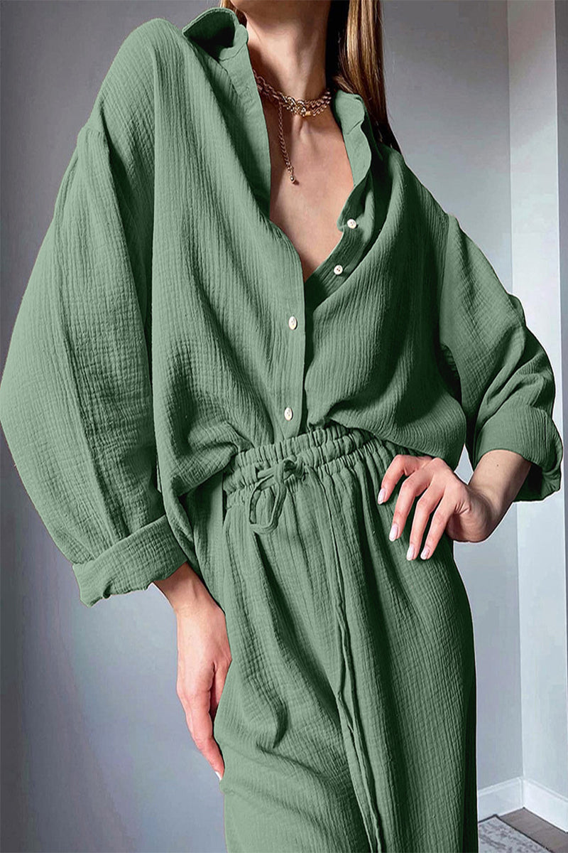Simplicity Turndown Collar Long Sleeve Two Pieces