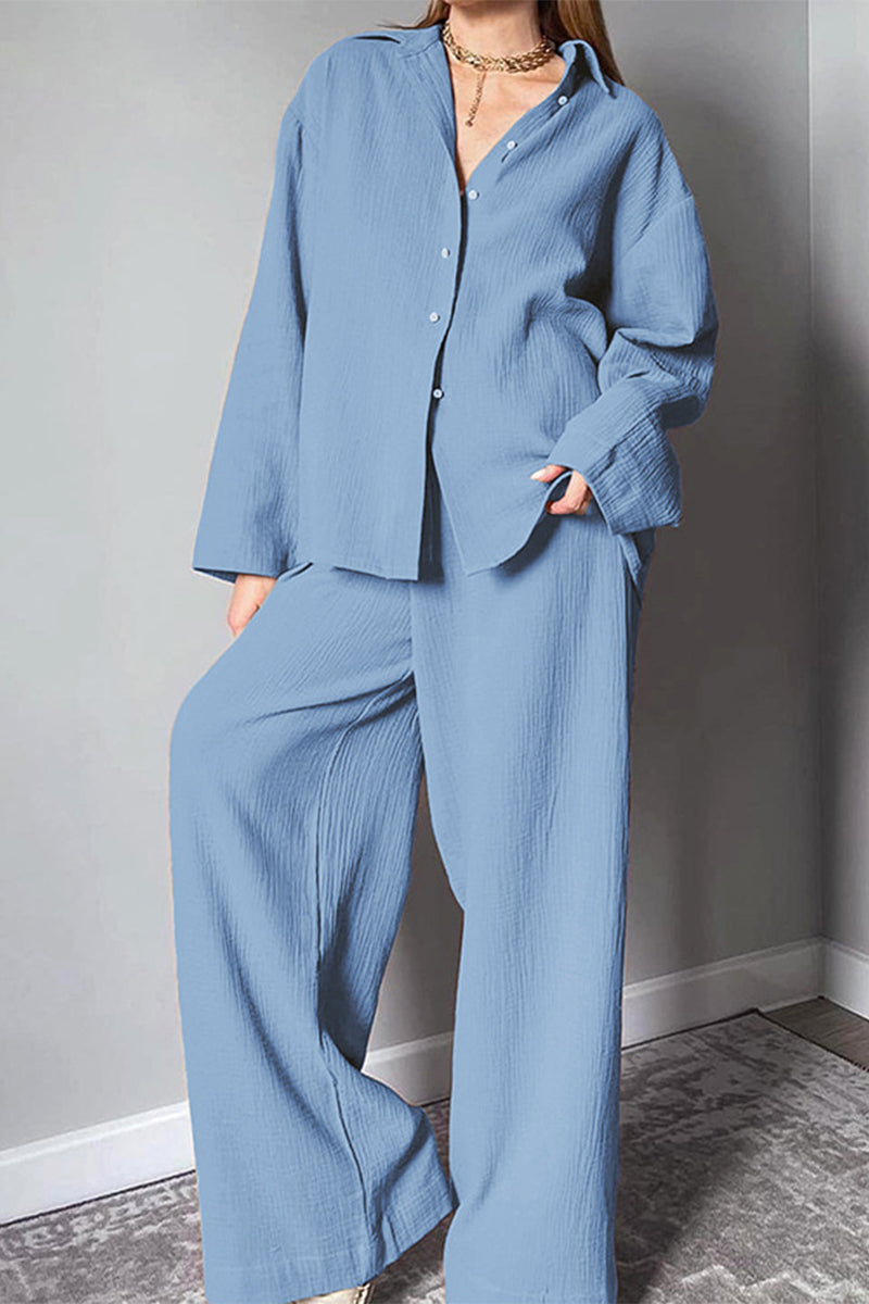 Simplicity Turndown Collar Long Sleeve Two Pieces