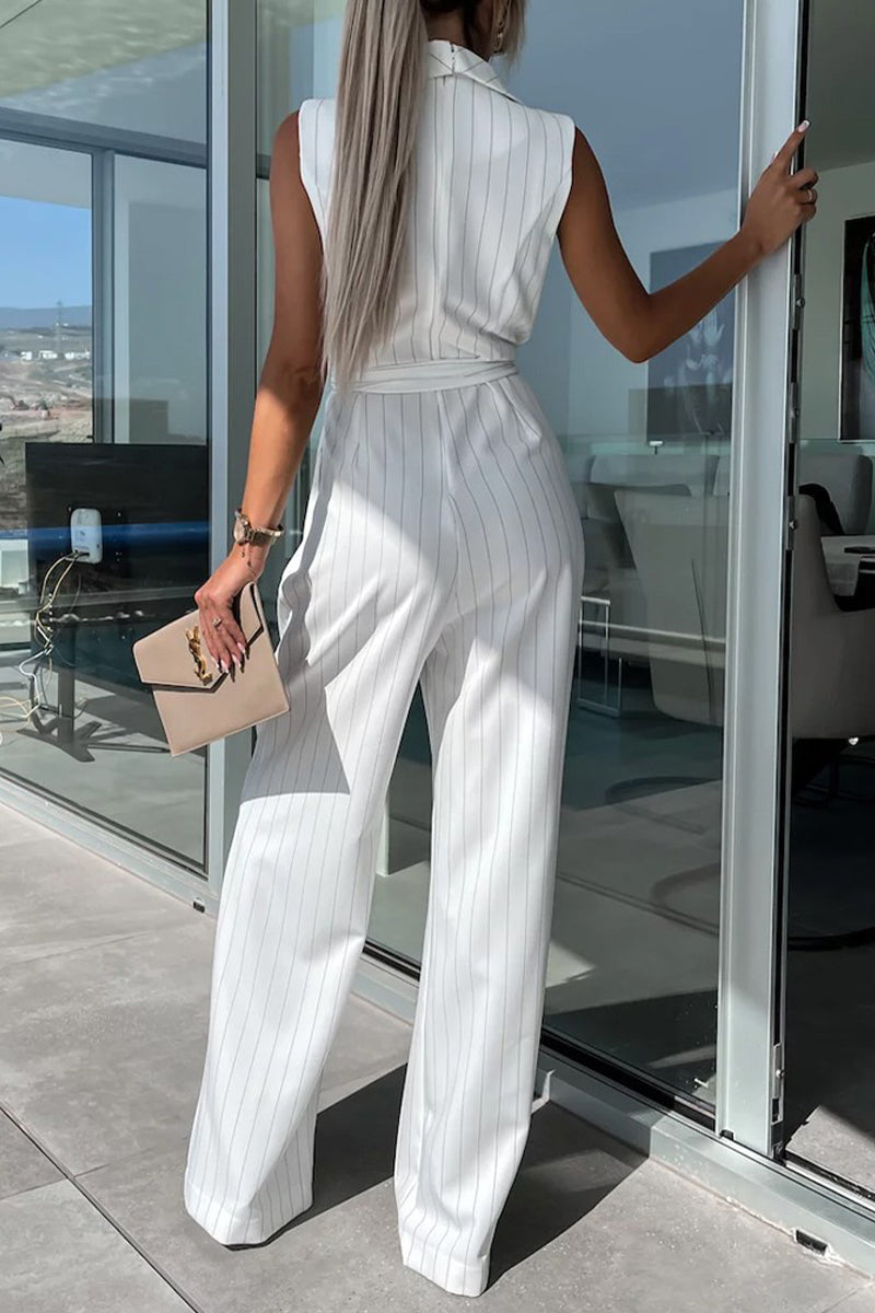 Street Frenulum Turndown Collar Loose Jumpsuits