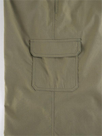 Green Cargo Pants With Straight Leg and Pockets