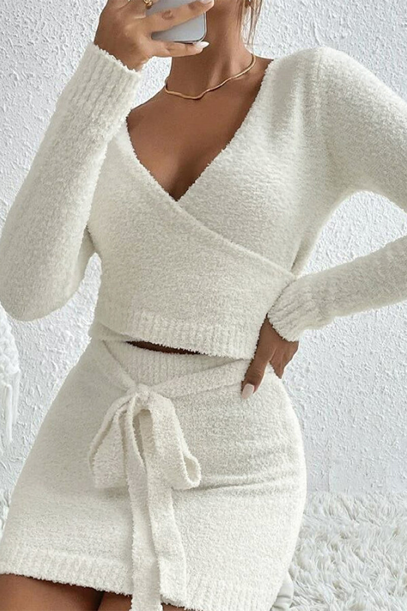Street Strap Design V Neck Long Sleeve Two Pieces
