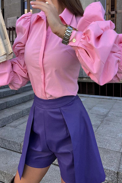 Work British Style Turndown Collar Blouses(3 Colors)