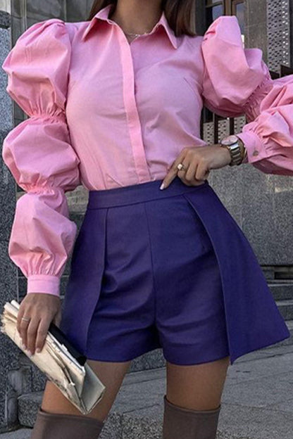 Work British Style Turndown Collar Blouses(3 Colors)