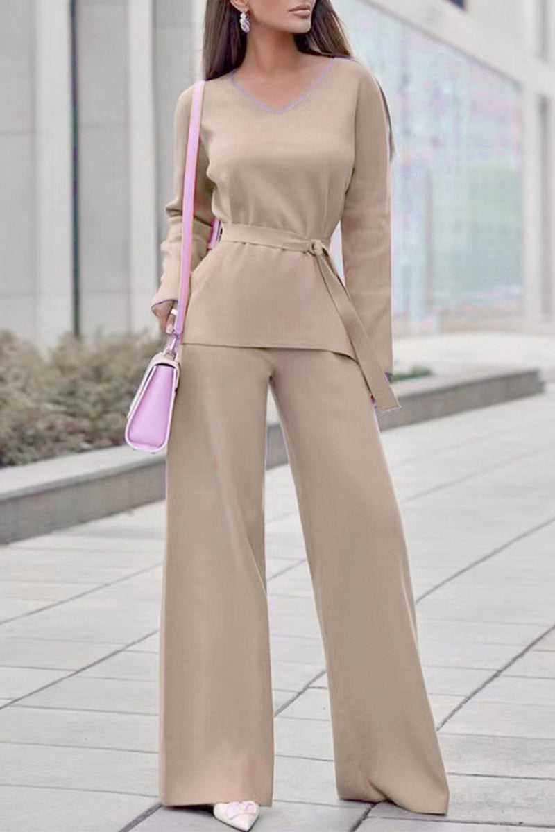 Simplicity Bandage V Neck Long Sleeve Two Pieces